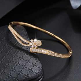 18K Gold Plated Zircon Inlaid  Cross Bracelet Holiday Style (Color: golden)