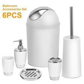 Bathroom Accessories Set 6 Pcs Bathroom Set (Color: White')