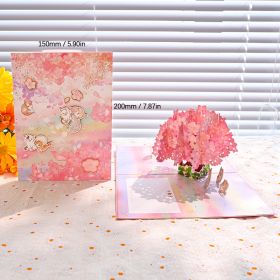 1pc Ziyi 3D Pop Up Greeting Card  Envelope Graduation Gift (Items: Cat And Cherry Blossoms 3D Greeting Card  - With Envelope)