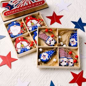 Wooden Box Pendant For Independence Day (Color: Independence Day 4-grid Wooden Box Pointed Hat)