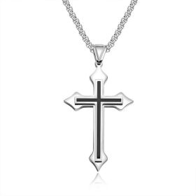 Fashion Men's Cross Chain Necklace Personalized Cross Jewelry (Metal Color: silver)