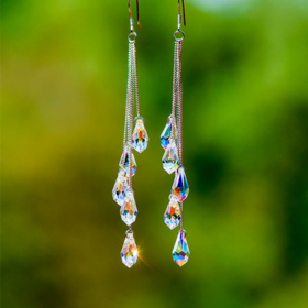 Elegant Long Teardrop Zircon  Earrings 925 Silver Plated (Color: Style 1)