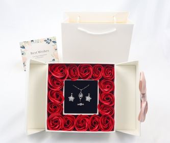 Necklace Locket Double Door Jewelry Box Valentine's Day (Color: White, Style: NecklaceStudring box)