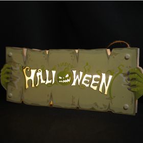 Halloween Sign for Front Door Welcome Sign Home (Color: CYAN)