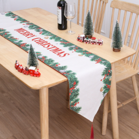 Holiday Party Christmas Table Flag Double Printing Snowman (Color: Color F, size: 180x33cm)