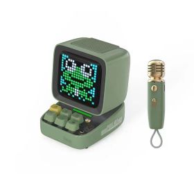 Retro Pixel Art Bluetooth Portable Speaker Alarm Clock (Set Type: Speaker, Color: Green with mic)