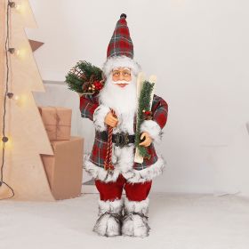 Christmas Plush Doll Standing Santa Claus Carrying Gift (size: 81cm)