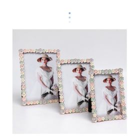 Metal Photo Frame Flowers Rectangle Vintage Fresh Color (Color: Flowers, size: 6 inch)