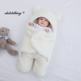 Soft Newborn Baby Wrap Blankets Baby Sleeping Bag (Color: white-Fleece, size: 9M)