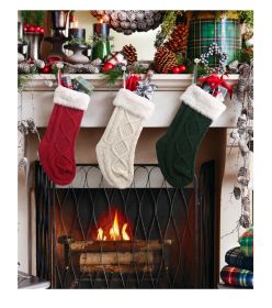 Christmas Decoration Christmas Plush Knit Socks (Select: white)