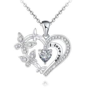 Love Butterfly Necklace New Year's Gift For Your Lover For Your Friend (Color: White)