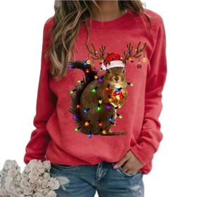 Women Christmas Sweatshirt, Christmas Hat (Color: Red, size: 3XL)