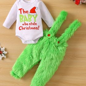 Baby Christmas Outfit - Funny Crew Neck Long Sleeve (Color: Grass Green, size: 3-6M)