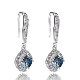 Huitan New Trendy Luxury Silver Color Earring Wedding Bridal (Metal Color: E1147)