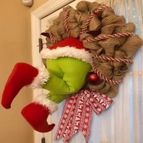 Christmas Thief Wreath Front Door Decoration (size: 40cm/15.7in)