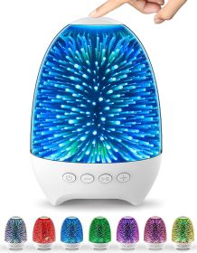 Night Light Bluetooth Speaker 3D Glass Bedside Table Lamp (Color: Galaxy Star Pattern)