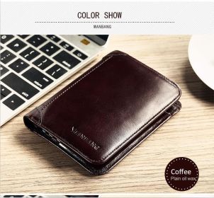 Classic Style Wallet Genuine Leather Men Wallets Male Purse (Color: Coffee)