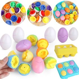 Color Shape Matching Eggs; Educational Easter Eggs Set Toy (Color: BLUE BOX)