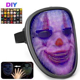 Bluetooth RGB Halloween LED Mask Face-Changing Glowing Mask App (Ships From: China, Color: Kids Mask)