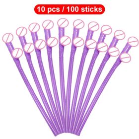 Drinking Penis Straws Bride Shower Sexy Hen Party Supplies (Ships From: China, Color: Purple)