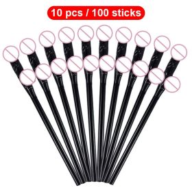 Drinking Penis Straws Bride Shower Sexy Hen Party Supplies (Ships From: China, Color: BLACK)