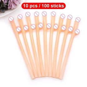 Drinking Penis Straws Bride Shower Sexy Hen Party Supplies (Ships From: China, Color: Skin Tone)