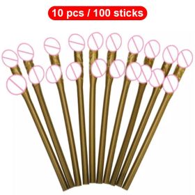 Drinking Penis Straws Bride Shower Sexy Hen Party Supplies (Ships From: China, Color: Gold)