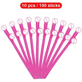 Drinking Penis Straws Bride Shower Sexy Hen Party Supplies (Ships From: China, Color: Rose Red)