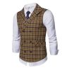 Mens Plaid Formal Waistcoat Casual Suit, Wedding