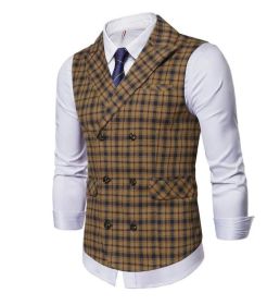 Mens Plaid Formal Waistcoat Casual Suit, Wedding (size: S)