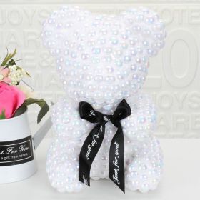 Valentines Day Gift Pearl Rose Teddy Bear Flower Artificial (Color: 21 cm Height)