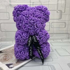 Valentines Day Gift 25cm Red Rose Teddy Bear Flower Gift (Color: Purple 25cm No Box)