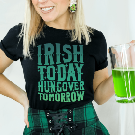 Irish Today Hungover Tomorrow T-Shirt (Color: Black Heather, size: 3XL)