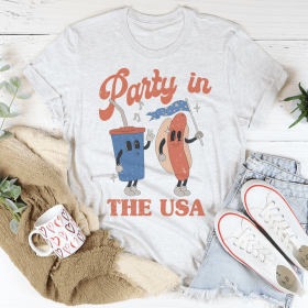 Party In The USA T-Shirt (Color: Ash, size: 2XL)