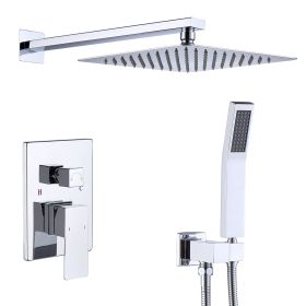 Shower System Shower Faucet Combo Set Wall Mounted (Color: Chrome)