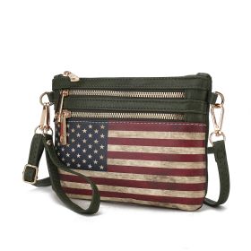 MKF Collection Alisson Vegan Leather Women FLAG Crossbody-Wristlet Bag (Material: Vegan Leather, Color: green)