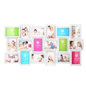 18 Pictures Frames Collage for Photos in Glass Protection (Color: White)