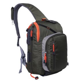 Fly Fishing Sling Packs Fishing Tackle Storage Shoulder Bag (Color: green)