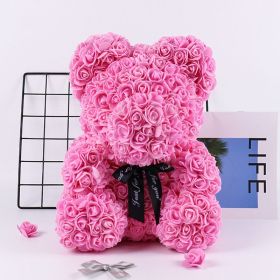 25cm Simulated Rose Teddy Bear Happy Valentine Day (Color: Pink)