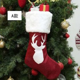 Christmas Socks Gift Bag Cute Elk Embroidery  Socks (Color: A style)