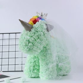 Flowers 40cm Rose Bear Girlfriend Anniversary, Christmas (Color: Unicorn Alight green)