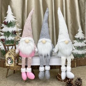 Pink White Gray Christmas Elf  Faceless Doll Santa Claus (Color: GRAY)