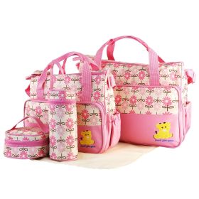 5PCS Baby Nappy Diaper Bags (Color: Pink)