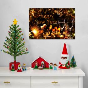 1PCS Framed Canvas Wall Art Decor Painting For New Year (Color: as Pic)