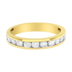 IGI Certified 18K Yellow Gold 1.0 Cttw Channel Set Round-Cut Diamond (Ring Size: 6)