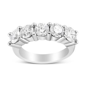 14K White Gold 3.0 Cttw Lab Grown Diamond Shared Prong (Ring Size: 8)