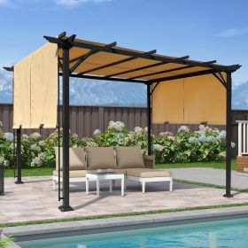 9.5 x 12 Ft Outdoor Pergola Patio Gazebo (Color: khaki)