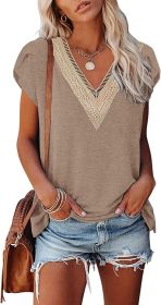 Women's summer top with covered sleeves (Color: khaki, size: XL)