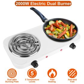 Electric Double Burner Portable Coil Heating Hot Plate (Type: 2Burner, Color: white new)