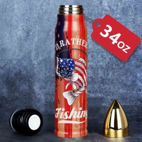 I'D Rather Be Fishing USA Flag Tumbler Fishing Gifts for Men (Color: 34oz-I'D Rather Be Fishing)